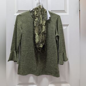 Notations Olive Green Lace Top